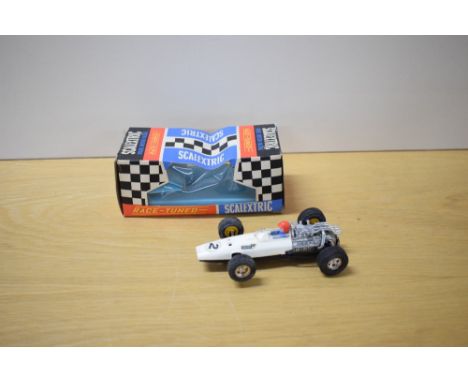 A Tri-ang Scalextric Race Tuned Car, C36 Honda in white and black with racing number 2, driver wearing red helmet, in origina