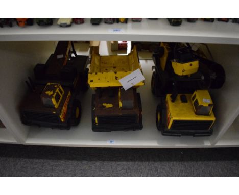 Tonka Toys, playworn Turbo Diesel Crane, Dumper and Tow Truck