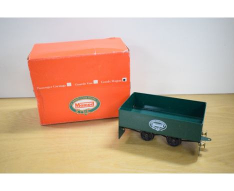 A Mamod 0 Gauge Goods Wagon, green, in original box with internal packaging present, appears unused