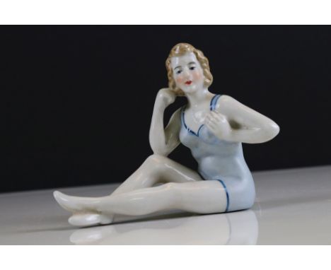 Ceramic Art Deco style figure of a lady in her bathing suit 