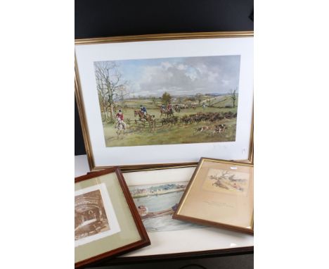 Five Framed and Glazed Prints including Limited Edition Signed John King Hunting Print, no.172/350, 51cms x 33cms, H M Batema