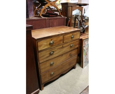 Early 19th century Mahogany Chest of Two Short over Three Long Drawers raised on swept bracket feet, 102cms wide x 100cms hig