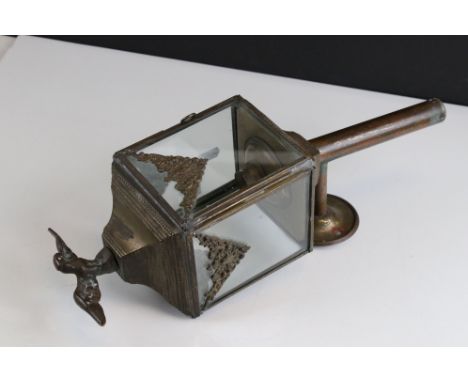 19th century Gilt Metal Carriage Lamp surmounted by an Eagle, 43cms high 