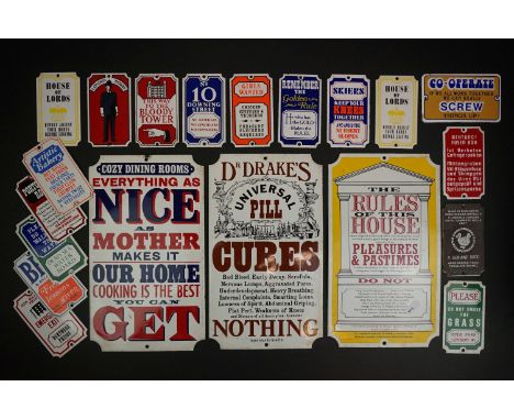 A large collection of reproduction Porcelain enamel signs. 