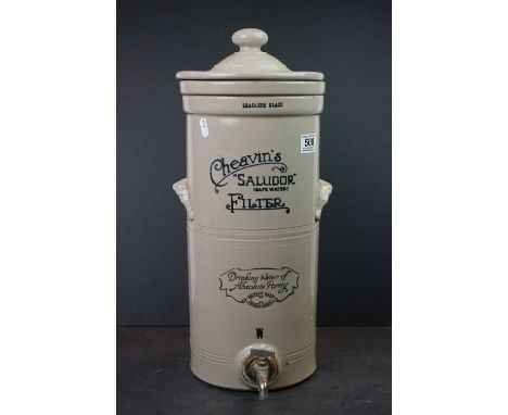 A vintage stoneware Cheaving "Saludor" drinking water filter container. 