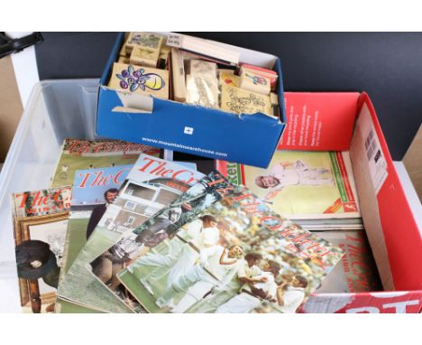 A collection of contemporary rubber ink stamps together with a collection of cricket magazines, vintage country life magazine