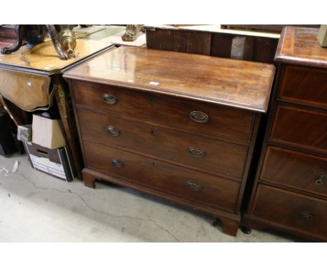 Early 19th century Mahogany Chest of Three Long Drawers raised on bracket feet, 94cms wide x 75cms high 
