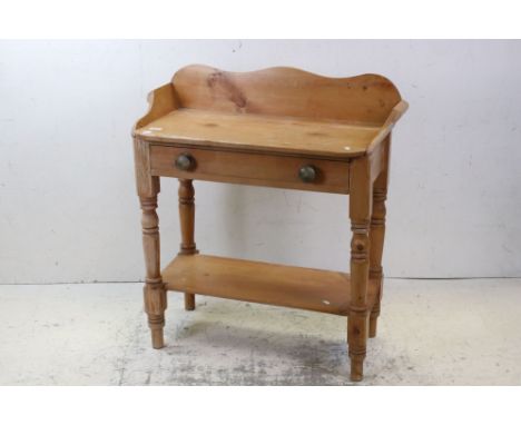 Victorian Pine Washstand with upstand, single drawer and pot shelf below, 82cms long x 89vms high 