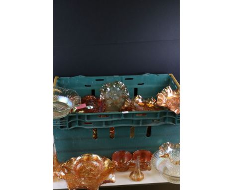 A collection of vintage carnival glass. 
