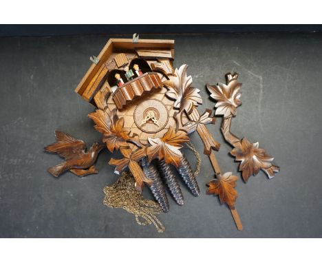 A German Scheider wooden wall hanging cuckoo clock. 