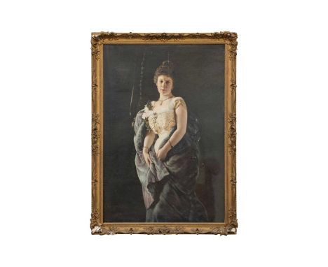 Martsely Gavrilovich Sukhorovich (Russian, 1840 - 1908), Three-quarter length portrait of a Lady, signed and dated Sukhorovic