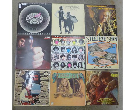 A collection of LP records including Mama Lion, cover a/f and Rolling Stones 