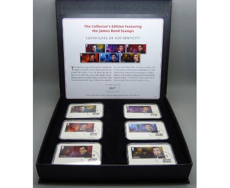 The James Bond Stamp Collection, limited edition, 47/2,020, set of six stamps, boxed. 