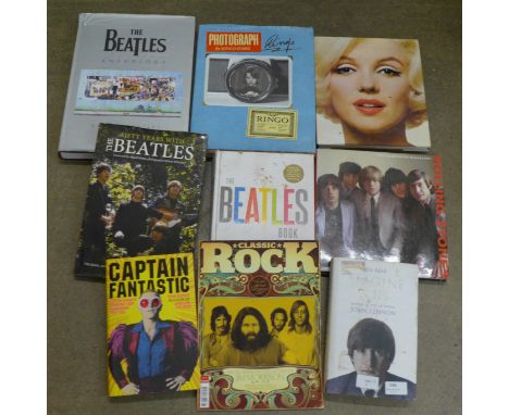 A collection of music related books including The Beatles, The Rolling Stones and Elton John 