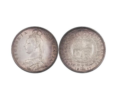 1887 Victoria silver Halfcrown, Jubilee head (S 3924, ESC 719, Bull 2771). Obverse: Jubilee bust, left, 'VICTORIA DEI GRATIA'