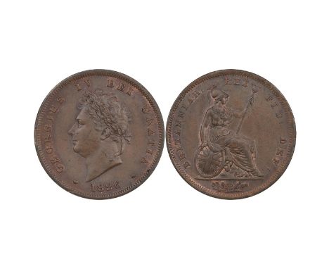 1826 George IV copper Penny, second issue (S 3823). Obverse: smaller laureate bust, left, date (1826) below, 'GEORGIUS IV DEI