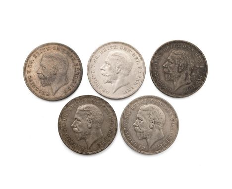 Four (5) 1935 George V silver 'Rocking Horse' Crowns (S 4048, ESC 375; Bull 3651). Obverses: bare head bust, left, 'GEORGIVS 