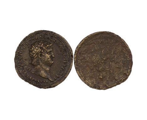 Nero (54-68 AD) orichalcum Sestertius, Lugdunum. Obverse: laureate head right, 'IMP NERO CLAVD CAESAR AVG GER P M TR IMP PP' 