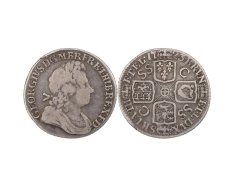 1723 George I silver SSC Shilling, French arms at date (S 3647, ESC 1177, Bull 1589). Obverse: first draped and laureate bust