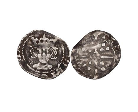 Edward IV silver Penny, second reign (1471-1483), York mint (likely S 2127). Obverse: facing crowned bust, no marks by neck. 