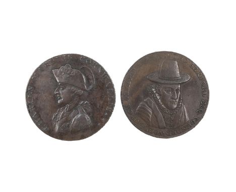 Two (2) Suffolk copper Penny tokens, including 1794 Bury, Cornwallis, Decks Post Office (DH 4); and 1796 Woodbridge, Tho Sekf