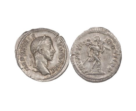 Severus Alexander (222-235 AD) silver Denarius. Obverse: laureate head, right, 'IMP SEV ALEXAND AVG'. Reverse: Mars walking r