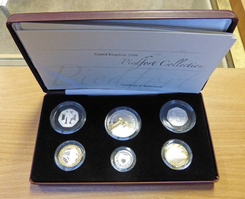 UK ROYAL MINT 2006 SILVER PROOF PIEDFORT 6COIN COLLECTION, COMPRISING
