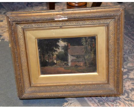 Follower of John Constable (1776-1837) Cottage in a wooded landscape Oil on card 12.5 x 18cm (5 x 7 1/8in.) Provenance: From 