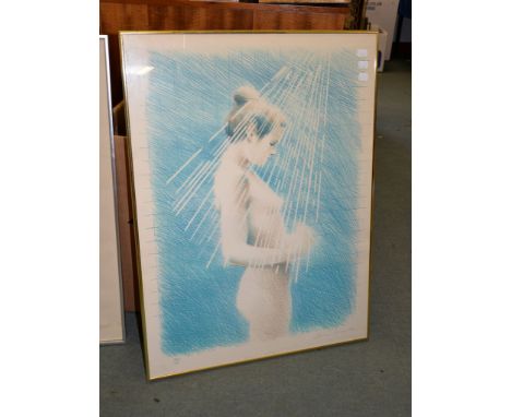 δ Adrian George (British b.1944) Female nude Colour lithograph Signed, dated 1981 and numbered 36/75 in pencil 78 x 57cm (30 
