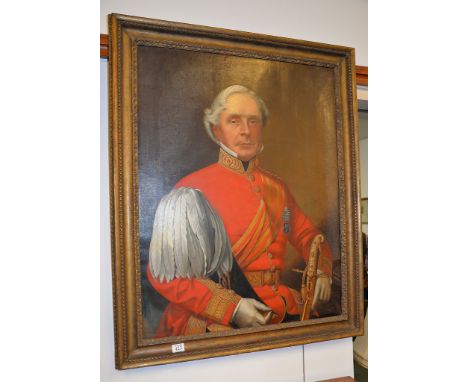 M. Popham (19th century) A half length portrait of a military officer Oil on canvas Signed and dated   1866  , lower right 91