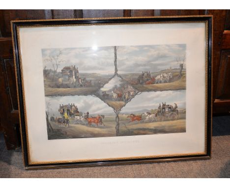 After William Shayer, engraved by E G Hester A set of four horse racing prints; Racing Incidents, Coaching Incidents, Hunting