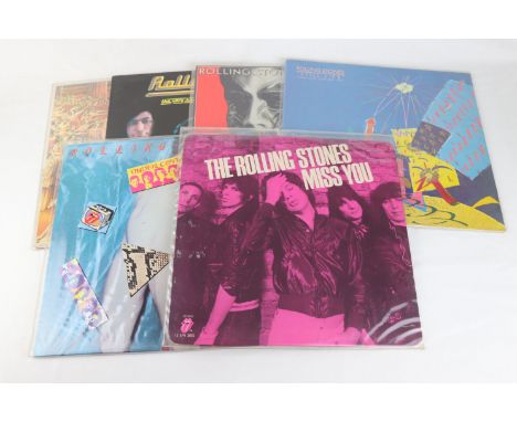 Vinyl - Five The Rolling Stones LPs plus a pink coloured Miss You 12", LPs include Rolled Gold, Under Cover, Still Life, Tatt