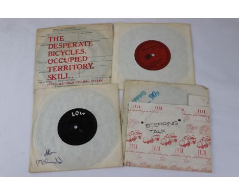 DIY PUNK - 4 RARE UK 1977 -1979 DIY PUNK PRIVATE PRESSING SINGLES.  1.  THE DESPERATE BICYCLES - OCCUPIED TERRITORY / SKILL  
