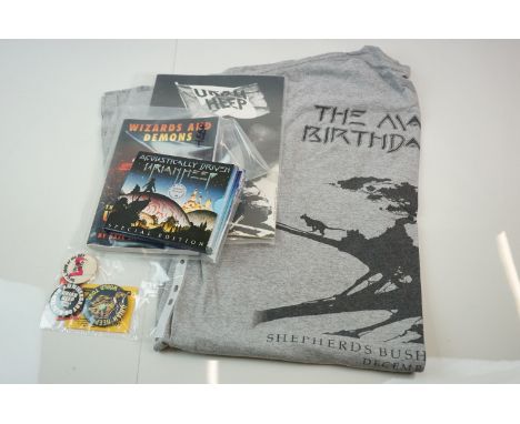 Music Collectables - Uriah Heep items to include t-shirt XXL, Tenth Anniversary World Tour programme, 3 x badges &amp; ticket