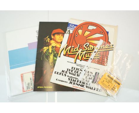 Music Collectables - Two Elton John tour programmes (Mid Summer Music &amp; On Tour in The UK) with tickets (Bournemouth &amp