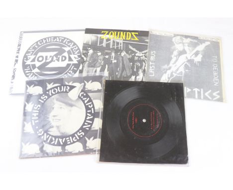 PUNK - CRASS RECORDS RELATED PACKAGE OF 5 UK 1ST PRESSINGS SINGLES.  1. ZOUNDZ - CAN?T CHEAT KARMA (1980 UK 1ST PRESSING, CRA