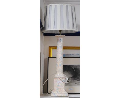 Modern floral decorated table lamp with shade. 