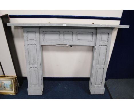 Painted fire surround,&nbsp;122cm high, 162cm wide and 24cm deep, the interior 88cm high and 82cm wide.