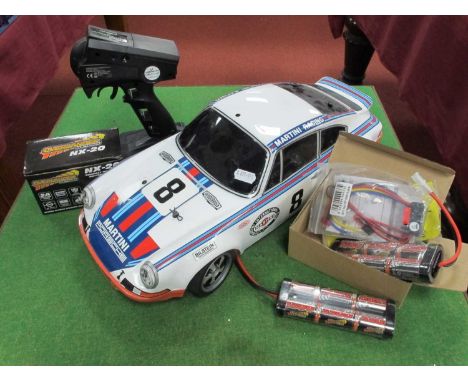 A Tamiya Radio Control (R/C) Battery Operated Model Porsche 911 - Martini Racing Livery, Featuring 3 Channels 2.4 GHz Receive