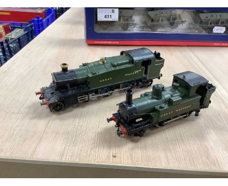 Two OO Gauge Kit Built Great Western Tank Locomotives comprising of 2-6-2 Large Prairie (no motor), 2-4-0 rebuilt Metro Tank 