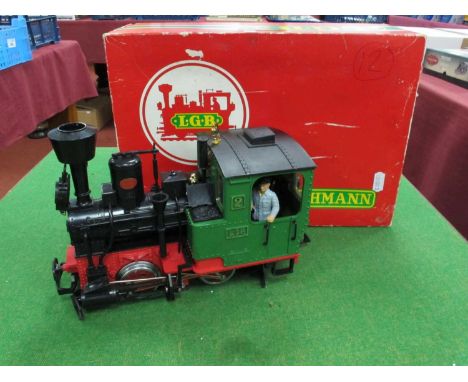 A L.G.B Ref No 2020 'G' Gauge/10mm 0-4-0 Steam Tank Locomotive finished in green, black/red with R/No 2 - wood burning stack,