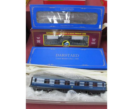 Three 'O' Gauge/7mm MKI Boxed Coaches, comprising a Darstead cream/brown composite, a Darstead BR maroon composite with lavat