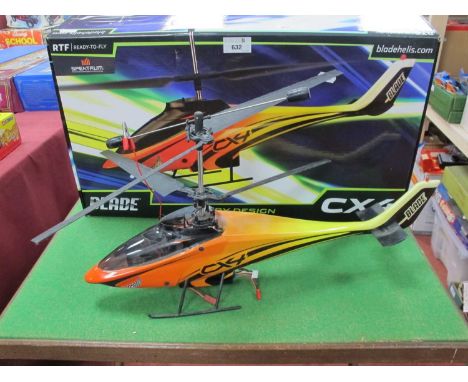 A Blade (Ready To Fly) Radio Controlled CX4 Helicopter, Length approx 50cm, E-Flite LP5DSM Controller, Instruction Manual, un