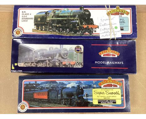 Three Bachmann OO Gauge Steam Outline Locomotives, including Ivatt Class 2T, occasionally weathered, all boxed, untested.