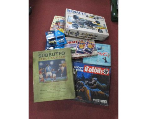 A Collection of Board Games, Diecast Model Vehicles and Toys to include Subbuteo Table Soccer Continental Club Edition (incom