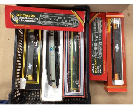 Six OO Scale British Outline Diesel Locomotives, including Class 56, Class 25, mainly boxed, untested.
