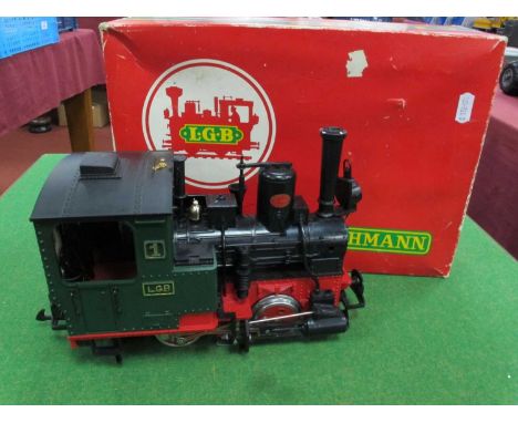 A L.G.B (Ref No 2010D?) 'G' Gauge/10mm 0-4-0 Steam Tank Locomotive, finished in green/back/red with R/No 1, good untested con