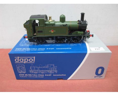 A Dapol 'O' Gauge/7mm Ref No 75-006-023U Class 14XX 0-4-2 Steam Tank Locomotive, BR green (unnumbered) DCC ready good boxed u