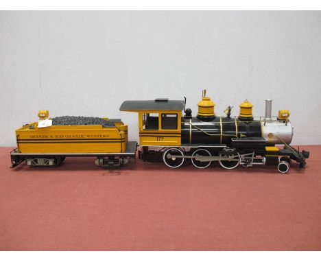 A Bachmann 'Big Haulers" Unboxed 'G' Gauge/10mm Baldwin 4-6-0 Old Timer Steam Locomotive, with eight wheel bogie tender "Denv
