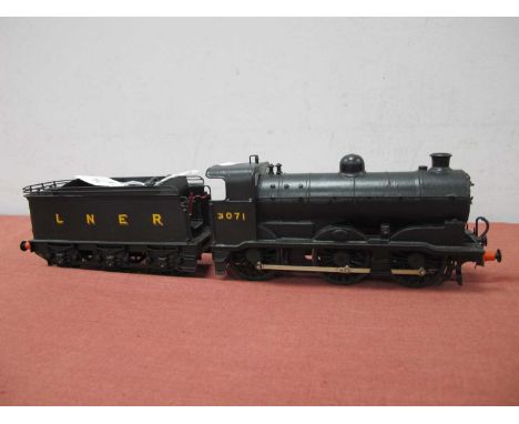 A Kit Built O Gauge/7mm G.N.R Class J2 0-6-0 Steam Tender Locomotive, L.N.E.R black R/No. 3071, with motor, Finescale wheels,